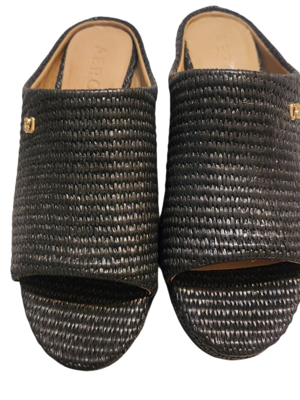 NWOT Aerosoles Cafe Black Wedge Sandal Size 10
